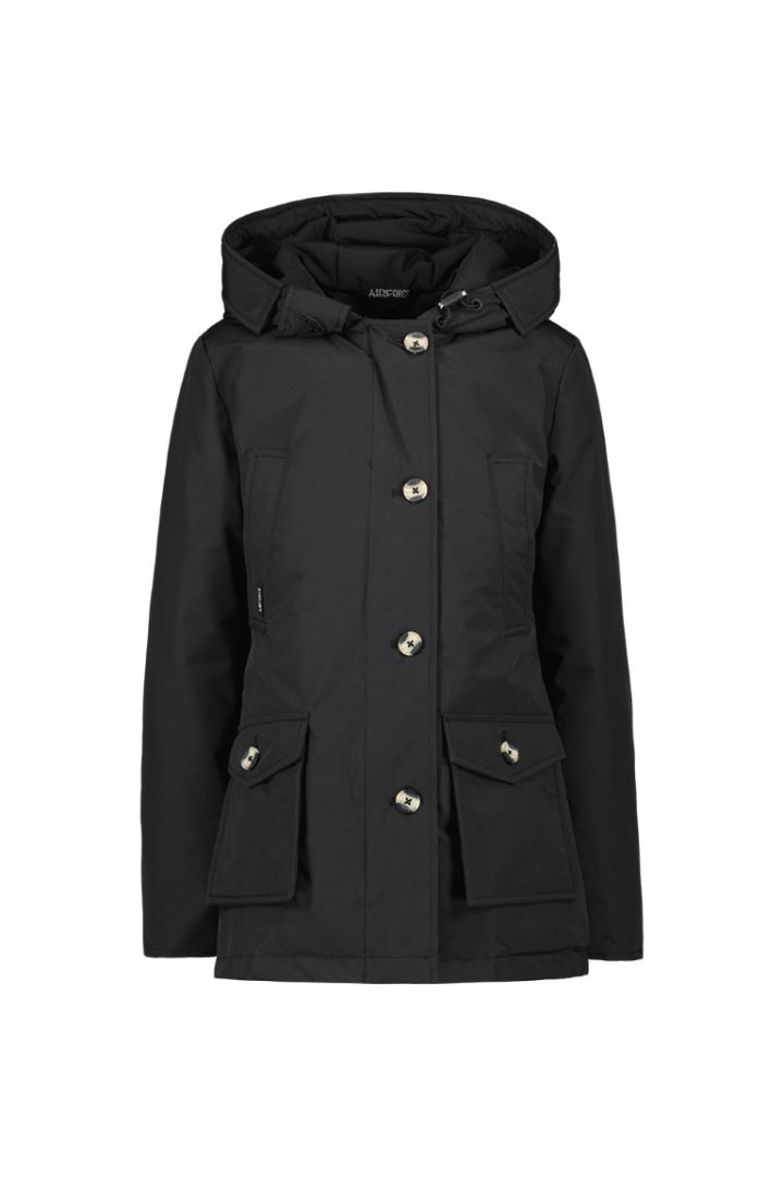 Airforce 4 Pocket Parka Jas Kinder - Meiden True Black 16