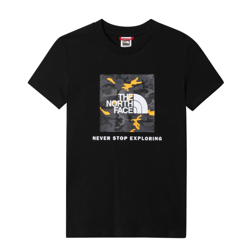 S/S Box Tee Kinder T-shirt Tnf Black-Summit Gold Tnf Camo Print XL Soellaart.nl