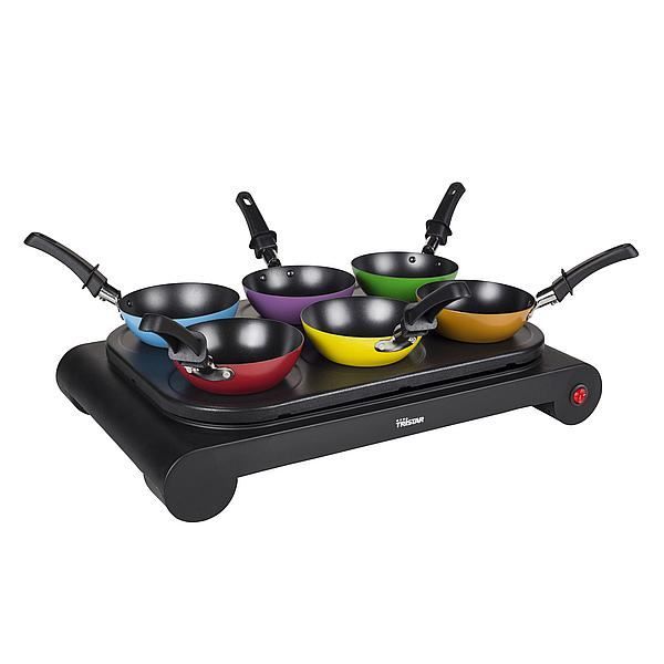 Wokset/Bakplaat Bp 2827 6 Persoons 1000 Watt Elektrische barbecue Soellaart.nl