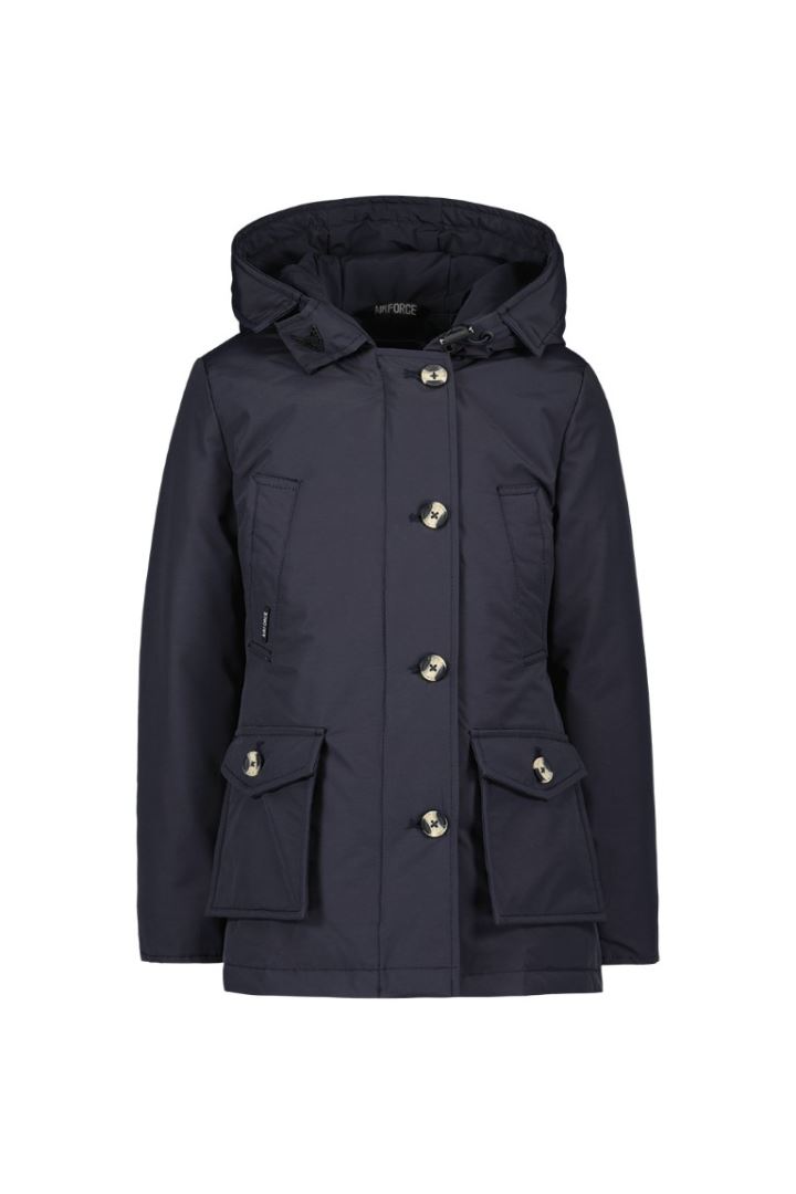 Airforce 4 Pocket Parka Jas Kinder - Meiden Dark Navy Blue 14